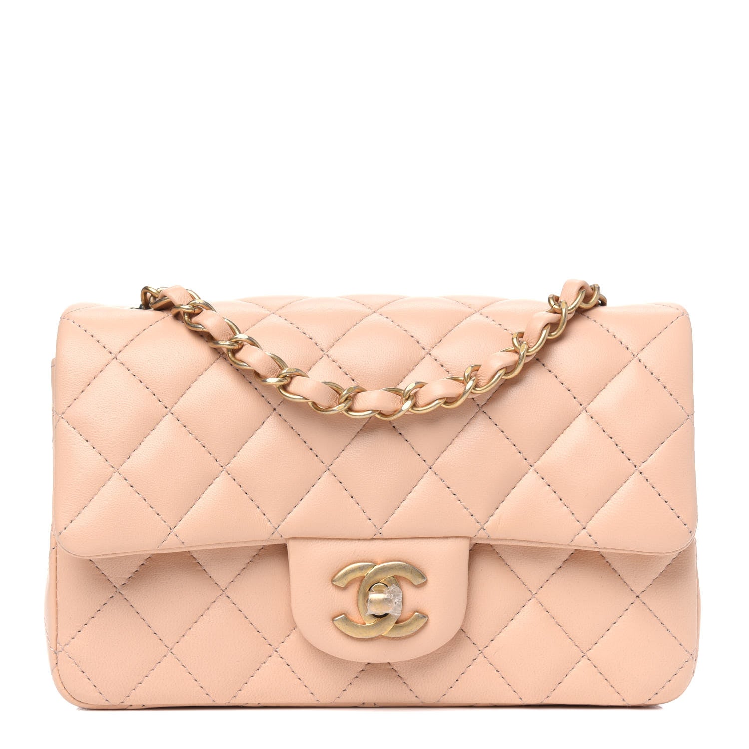 Chanel Lambskin Quilted Mini Rectangular Flap Beige 1 of 5
