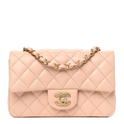 Chanel Lambskin Quilted Mini Rectangular Flap Beige 1 of 5