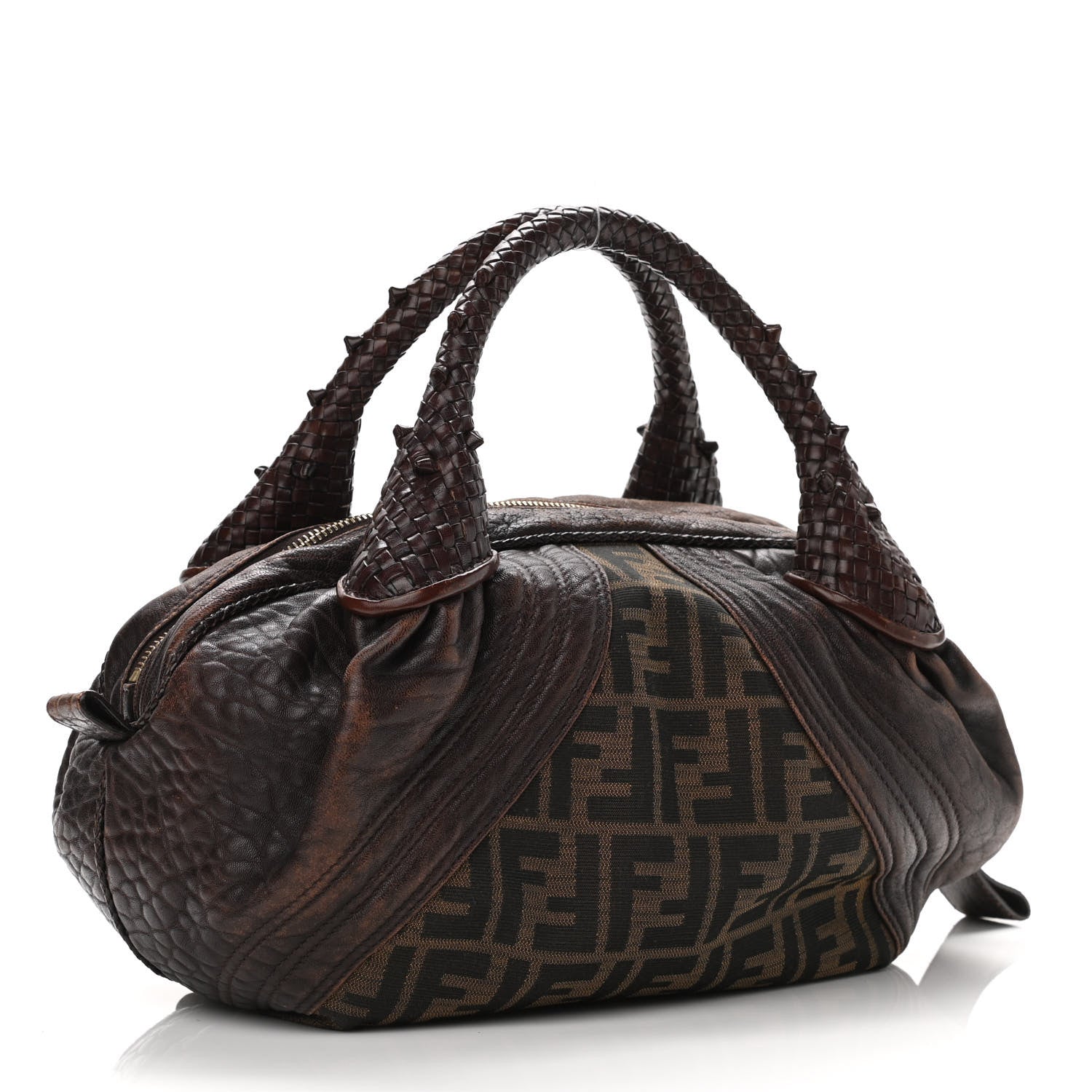 Fendi Zucca Nappa Nuvolata Vitello Tortuga Spy Bowler Tobacco Moro 3 of 11