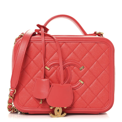 Chanel Caviar Quilted Medium CC Filigree Vanity Case Red 1 of 11