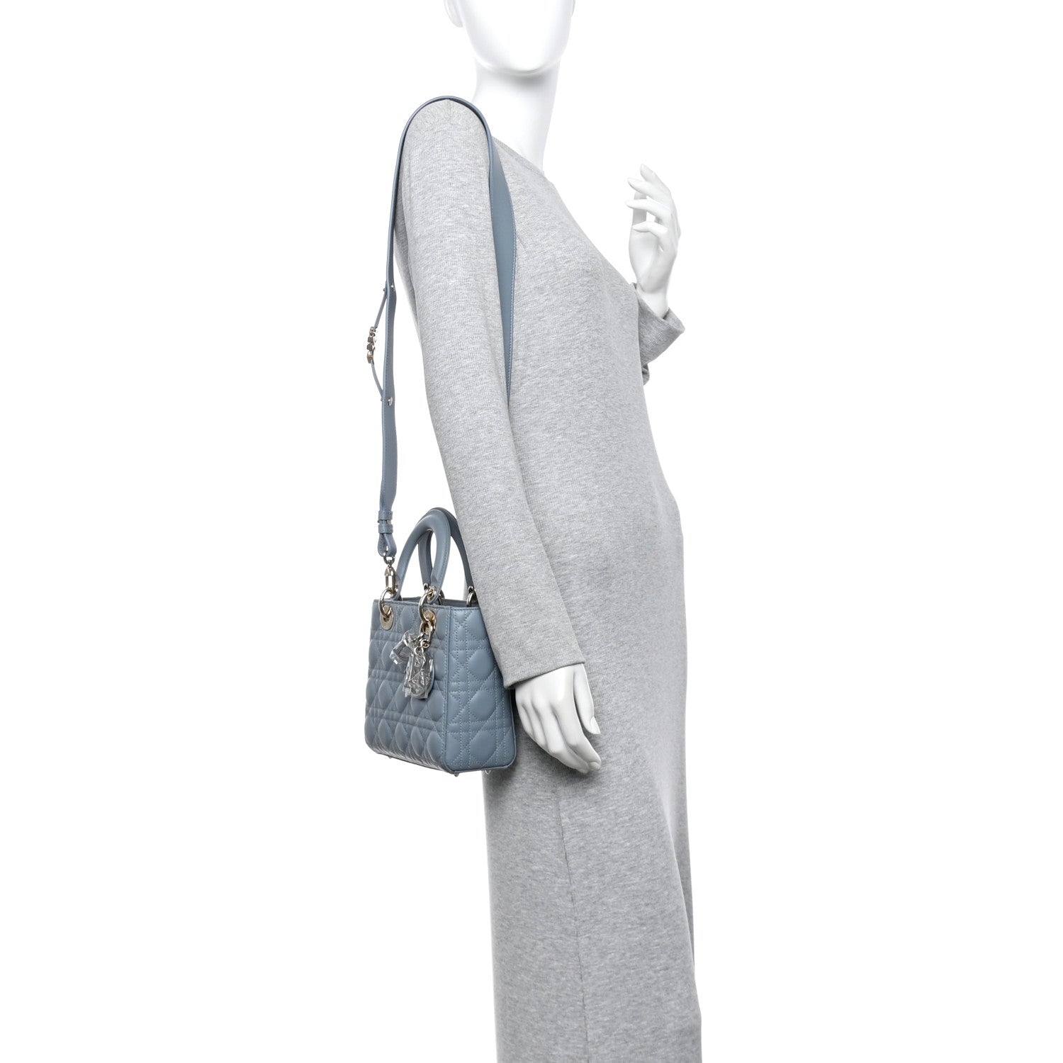 Christian Dior Lambskin Cannage Small My ABCDior Lady Dior Cloud Blue 2 of 11