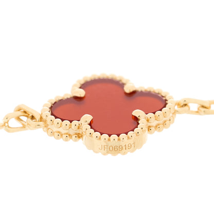 Van Cleef & Arpels 18K Yellow Gold Carnelian 5 Motifs Vintage Alhambra Bracelet 3 of 5