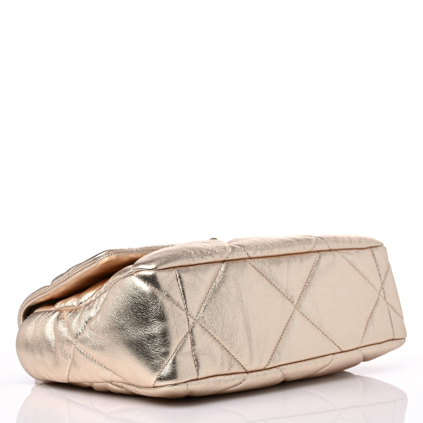 Metallic Lambskin Quilted Large Chanel 19 Flap Gold