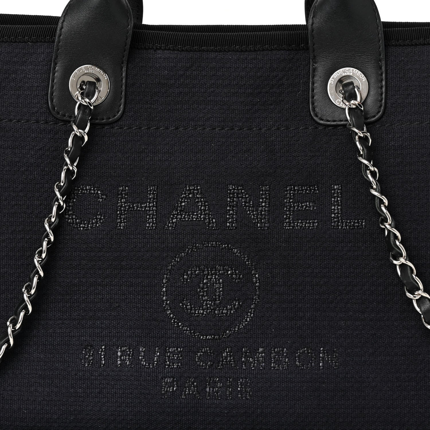 Chanel Mixed Fibers Small Deauville Tote Navy Blue 8 of 11