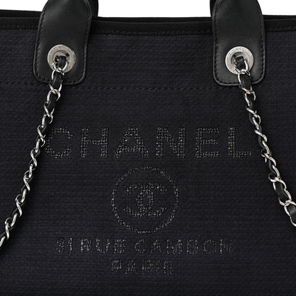 Chanel Mixed Fibers Small Deauville Tote Navy Blue 8 of 11