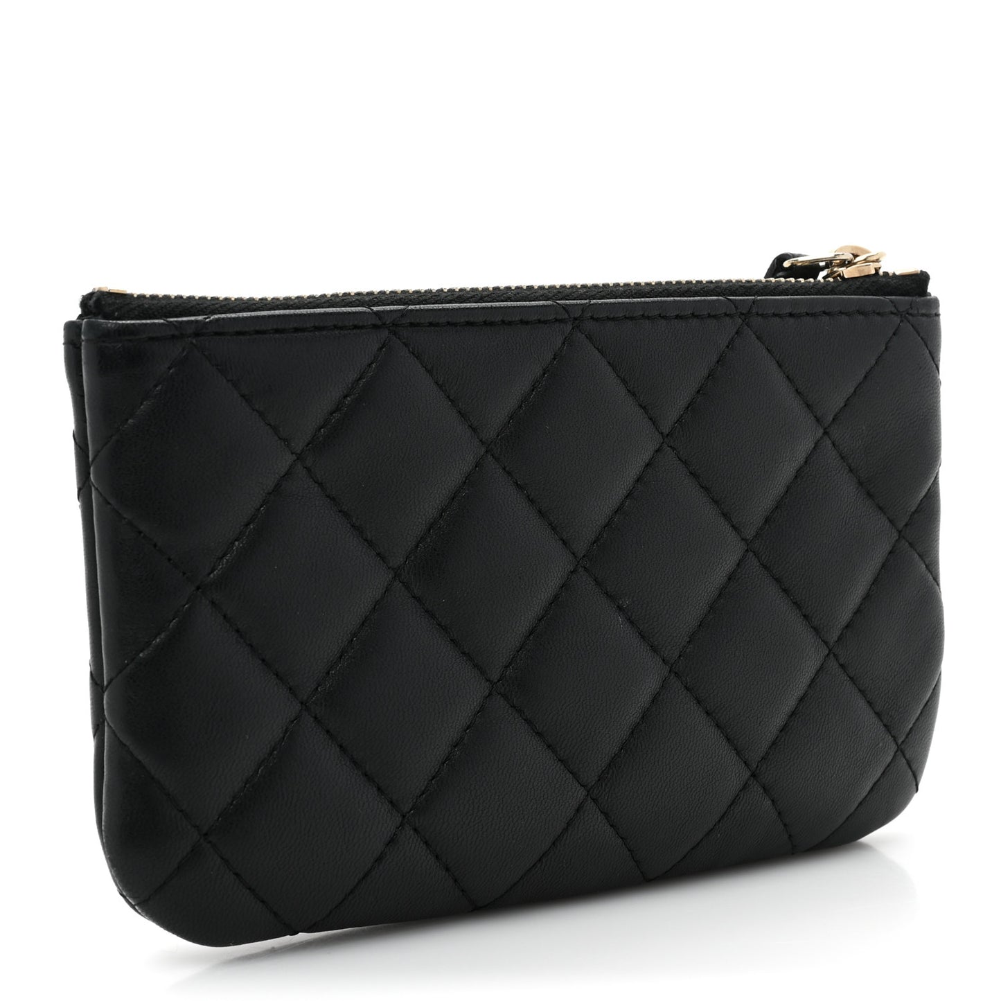 Lambskin Quilted Small Casino Cosmetic Case Black