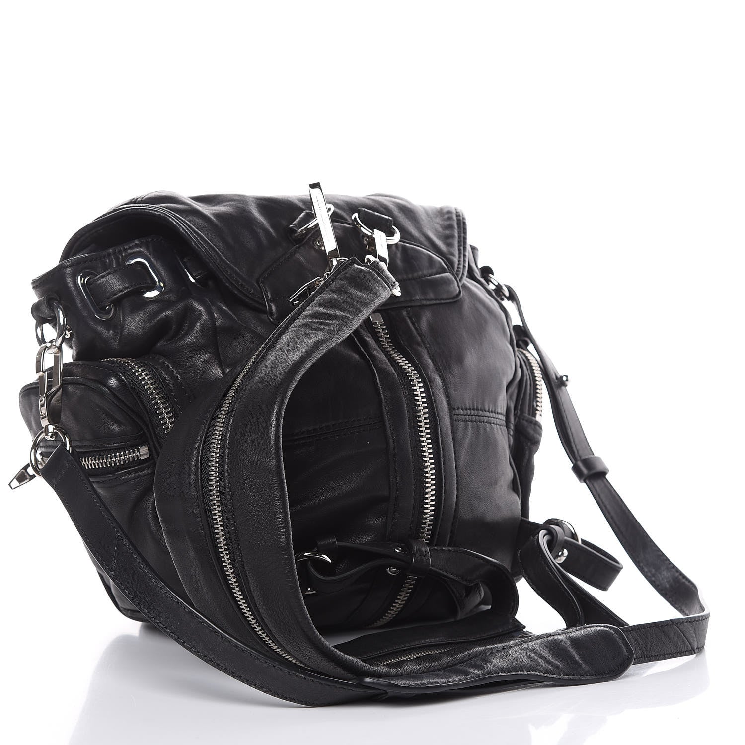 Alexander Wang Lambskin Marti Backpack Bag Washed Black Rhodium Hardware 3 of 15