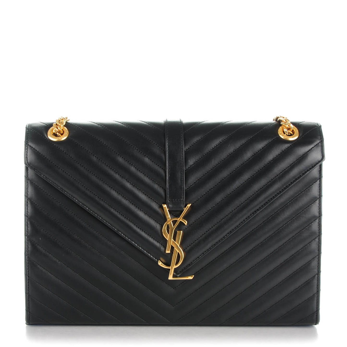 Smooth Calfskin Matelasse Large Classic Monogram Satchel Black