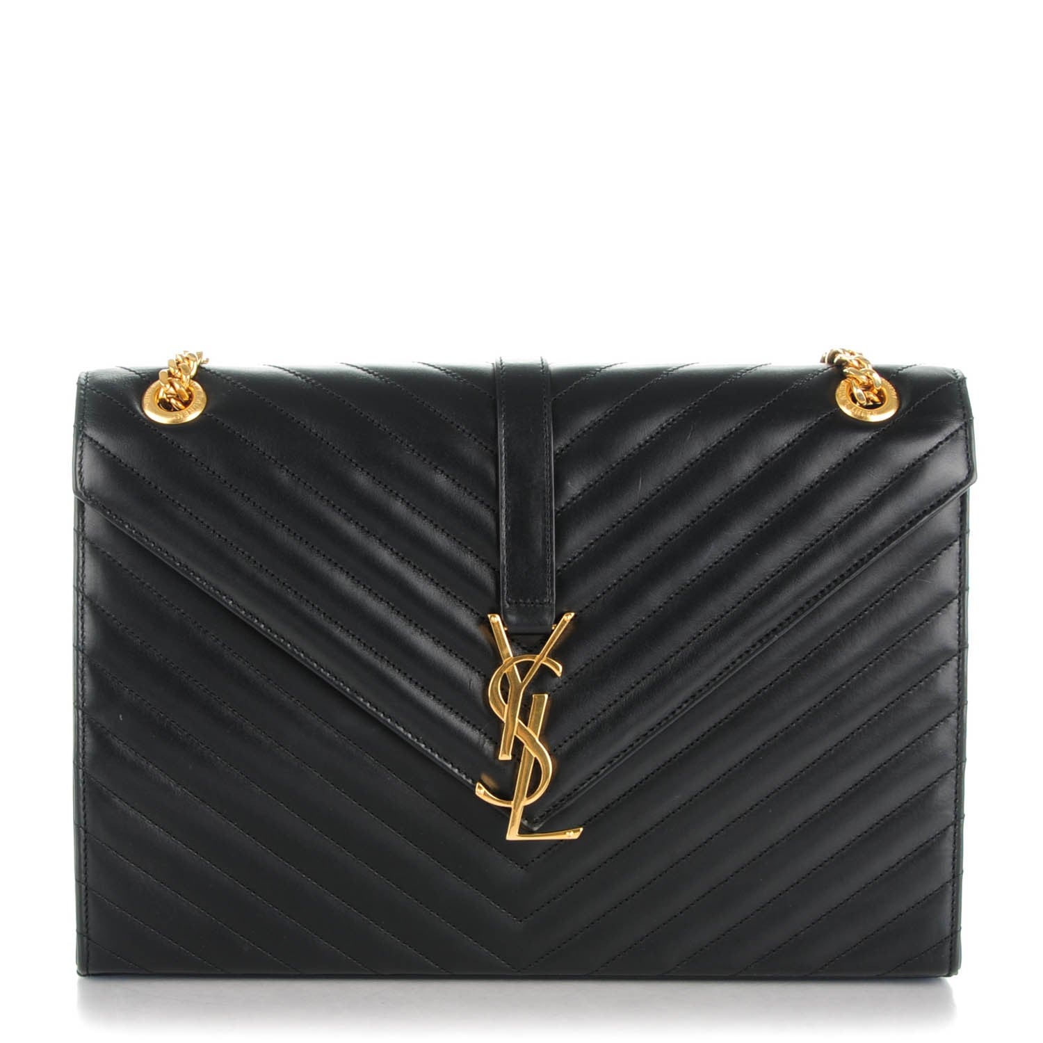 Saint Laurent Smooth Calfskin Matelasse Large Classic Monogram Satchel Black 1 of 7