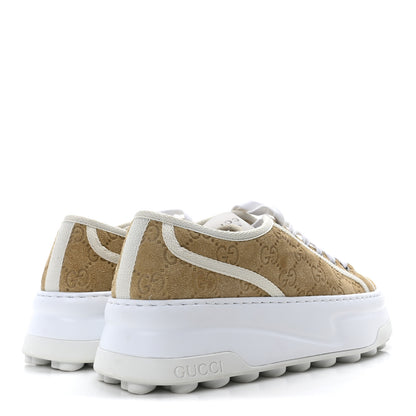 Gucci GG Monogram Suede Womens 1977 Tennis Platform 52mm Sneakers 37 Butterscotch Mystic White 5 of 9
