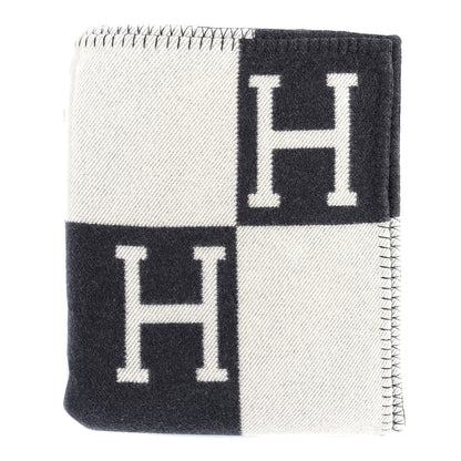 Hermes Wool Cashmere Avalon Blanket Ecru Gris Fonce 2 of 6