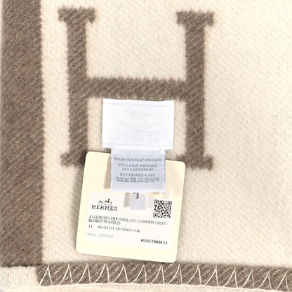 Hermes Wool Cashmere Avalon Baby Blanket Noisette Moyen White 3 of 3
