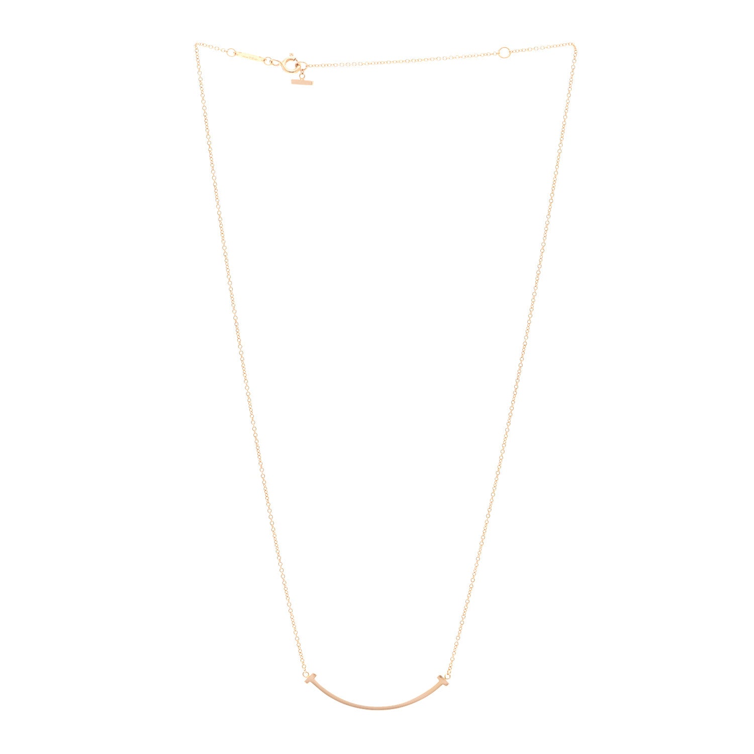 Tiffany 18K Rose Gold Small T Smile Pendant Necklace 3 of 5