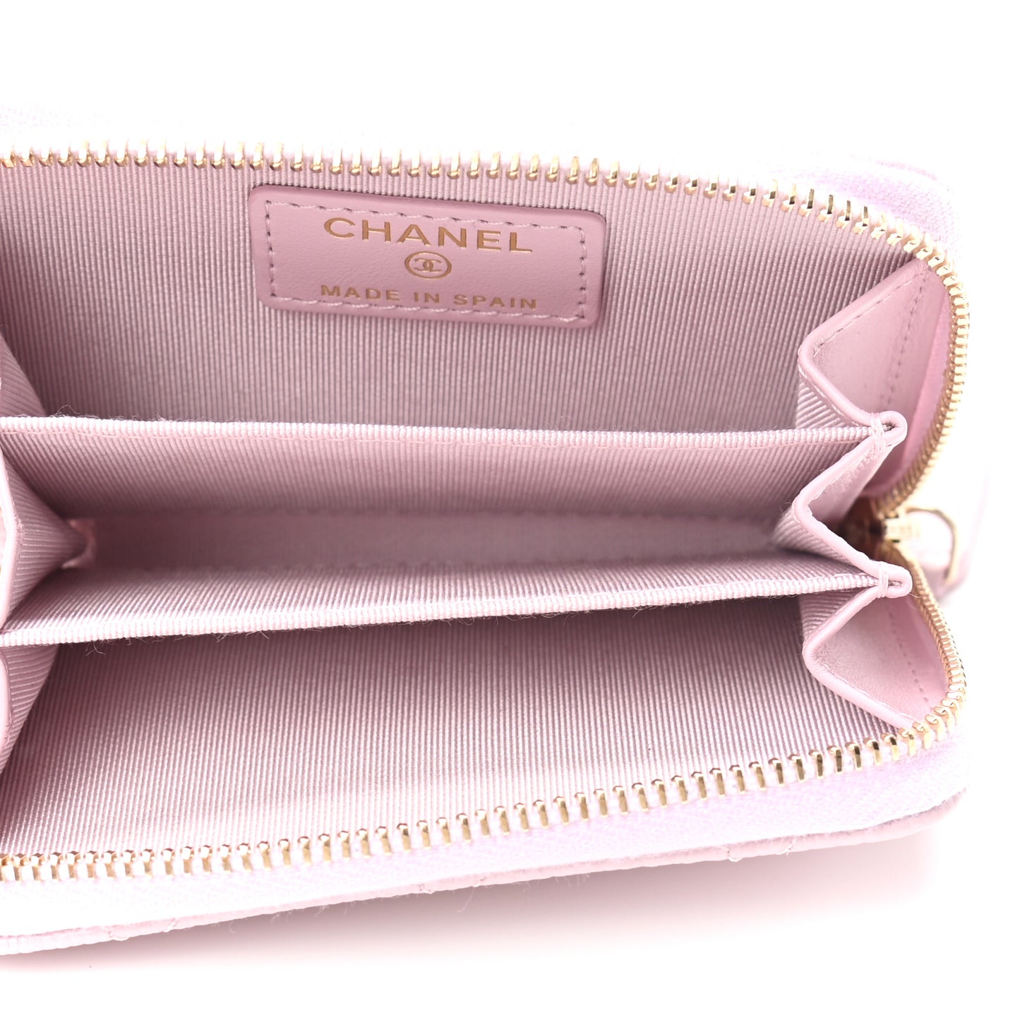 Caviar Quilted Zip Coin Purse Light Pink
