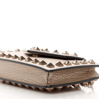 Valentino Garavani Metallic Pebbled Calfskin Rockstud Phone Case With Chain Sasso 11 of 12