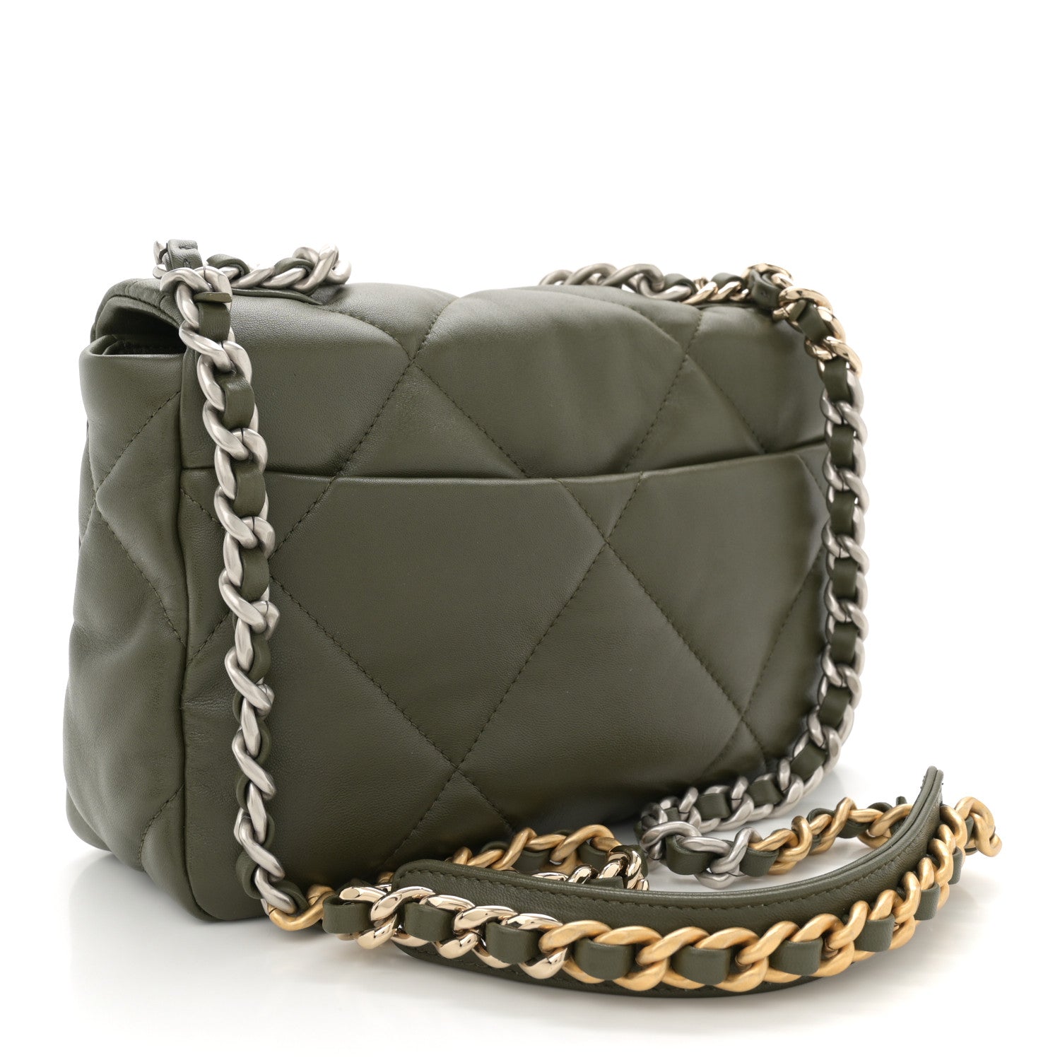 Chanel Lambskin Quilted Medium Chanel 19 Flap Khaki 3 of 10
