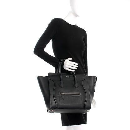 Celine Drummed Calfskin Mini Luggage Black 2 of 15
