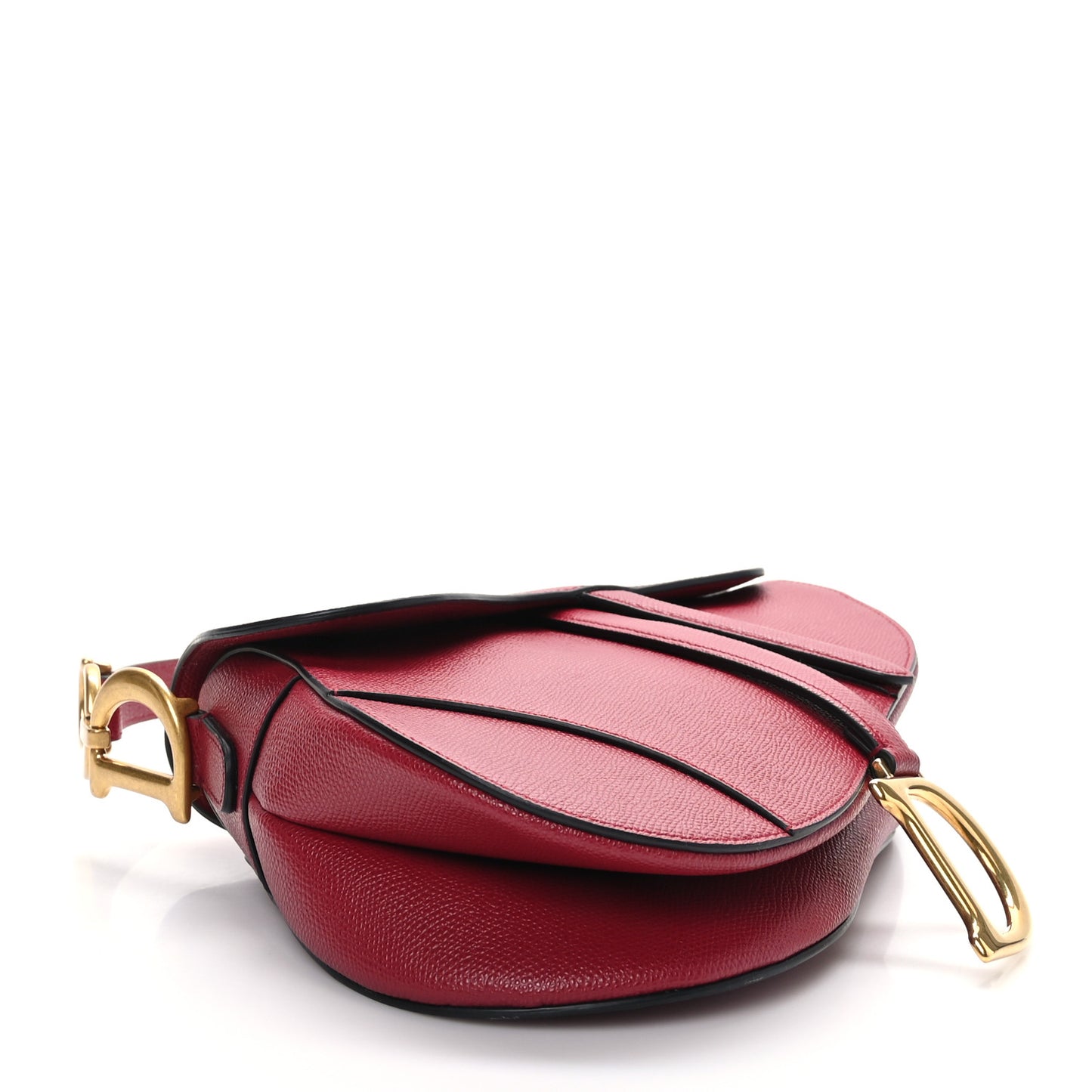 Grained Calfskin Saddle Bag Red