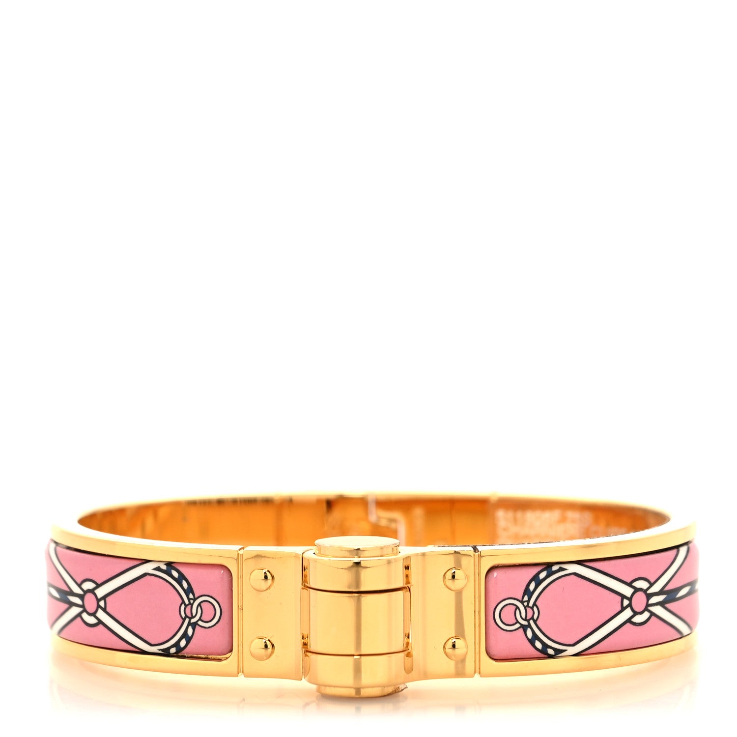 Hermes Enamel Printed Narrow Charniere Cuirs Marins Hinged Bracelet S Quadrichromie 1 of 5