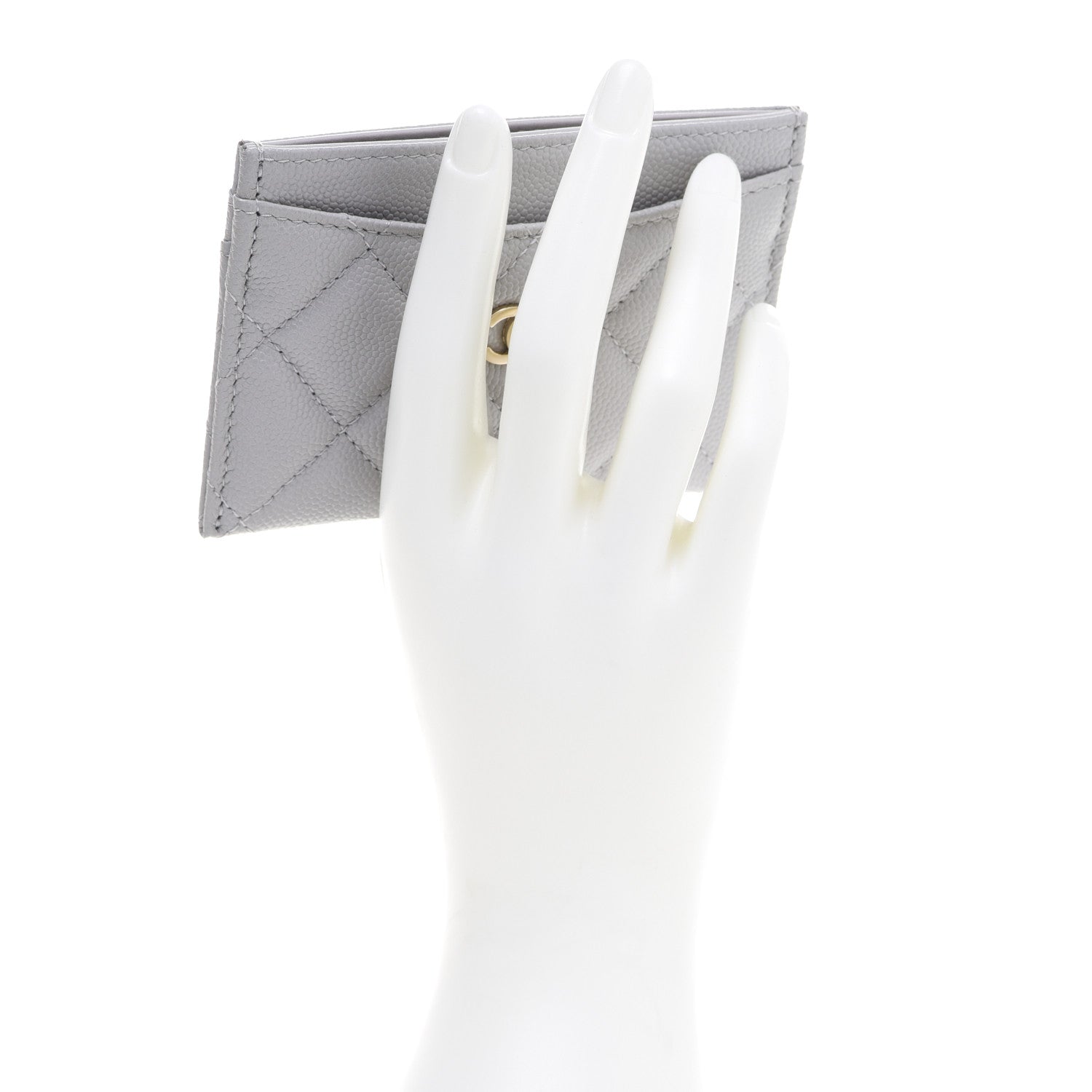 Chanel Caviar Quilted Card Holder Grey 2 of 8