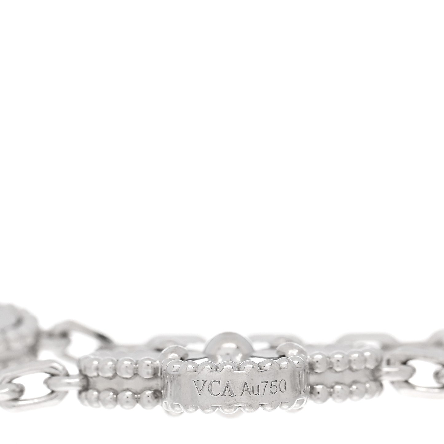 18K White Gold 5 Motifs Guilloche Vintage Alhambra Bracelet