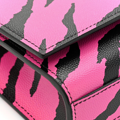 Saint Laurent Grain De Poudre Zebra Print Small Monogram Kate Satchel Fuxia Black 11 of 13
