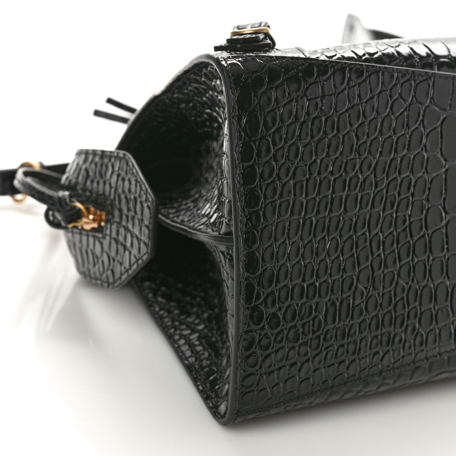 Balenciaga Shiny Supple Calfskin Crocodile Embossed Brass Hardware Neo Classic City Black 9 of 13