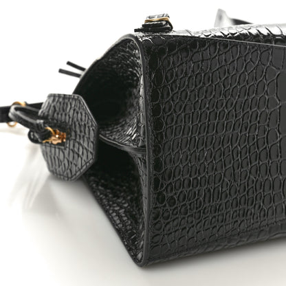 Balenciaga Shiny Supple Calfskin Crocodile Embossed Brass Hardware Neo Classic City Black 9 of 13