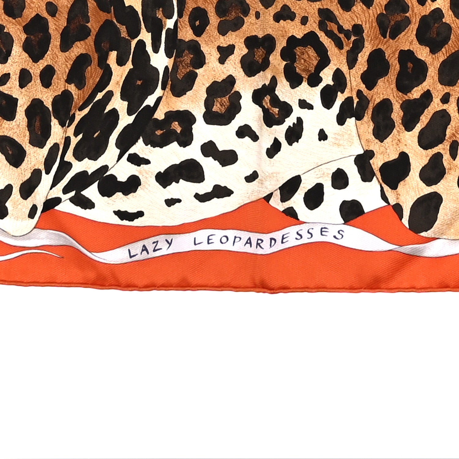 Hermes Silk Twill Lazy Leopardesses Scarf 90 Potiron 4 of 5