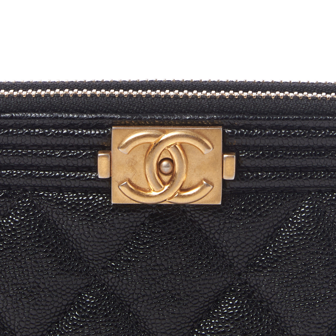 Caviar Quilted Small Boy Clutch With Chain Black