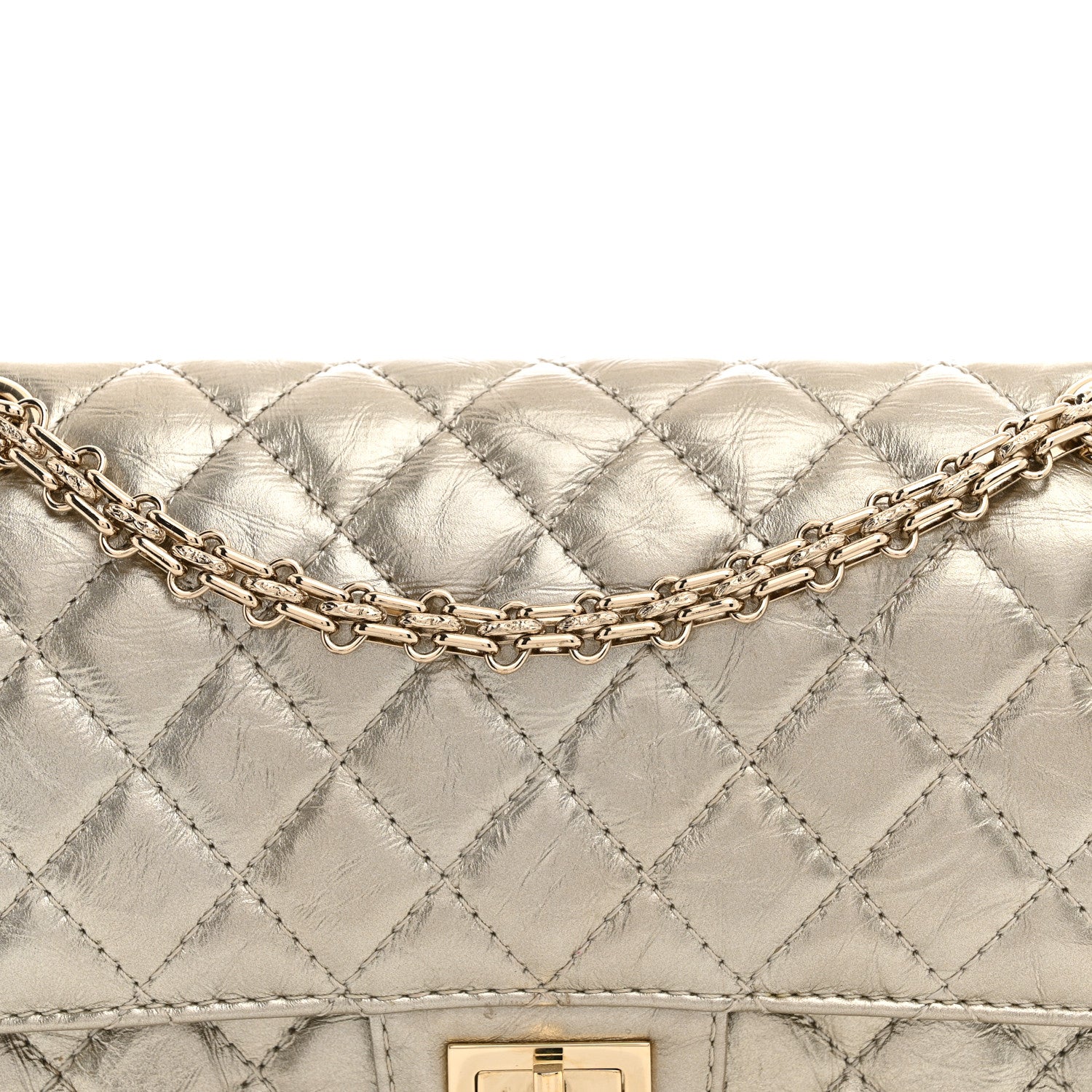 Chanel Metallic Aged Calfskin Quilted 2.55 Reissue 225 Flap Pale Gold 7 of 10