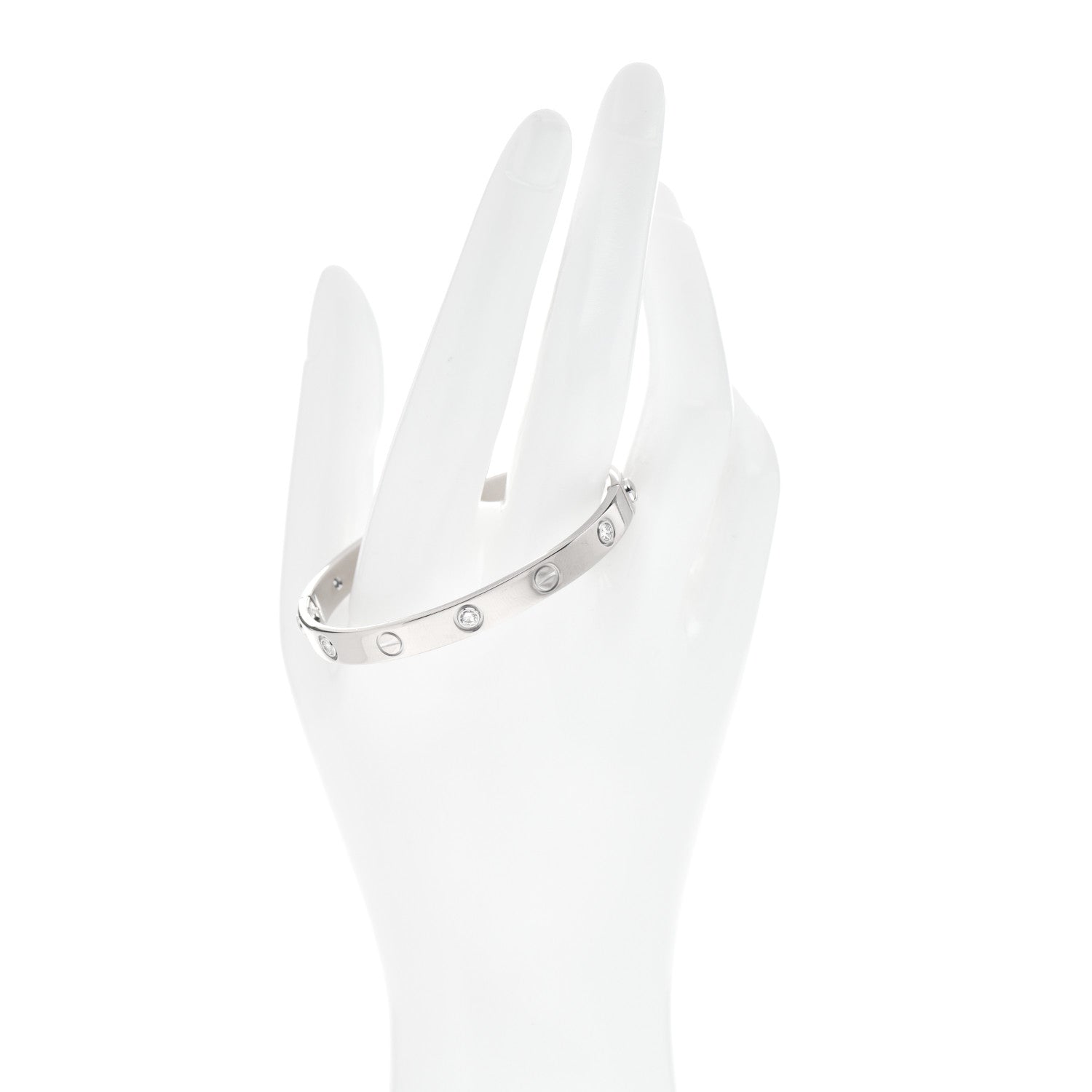 Cartier 18K White Gold 6 Diamond LOVE Bracelet 16 2 of 4