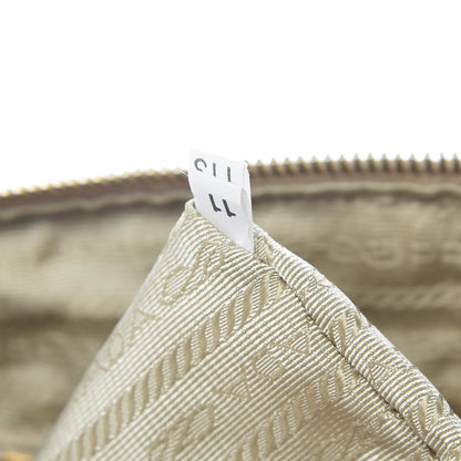 Prada Saffiano Perforated Striped Shoulder Bag White Black 7 of 13