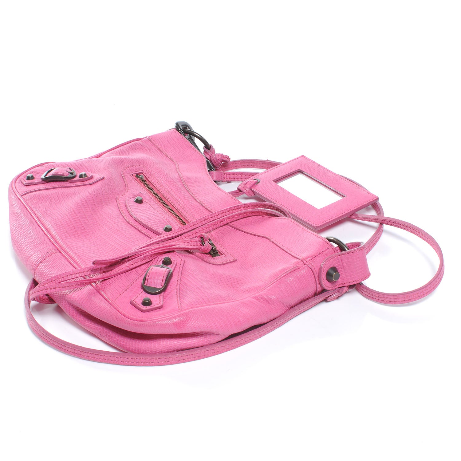 Balenciaga Agneau Lizard Embossed Hip Pink 4 of 7