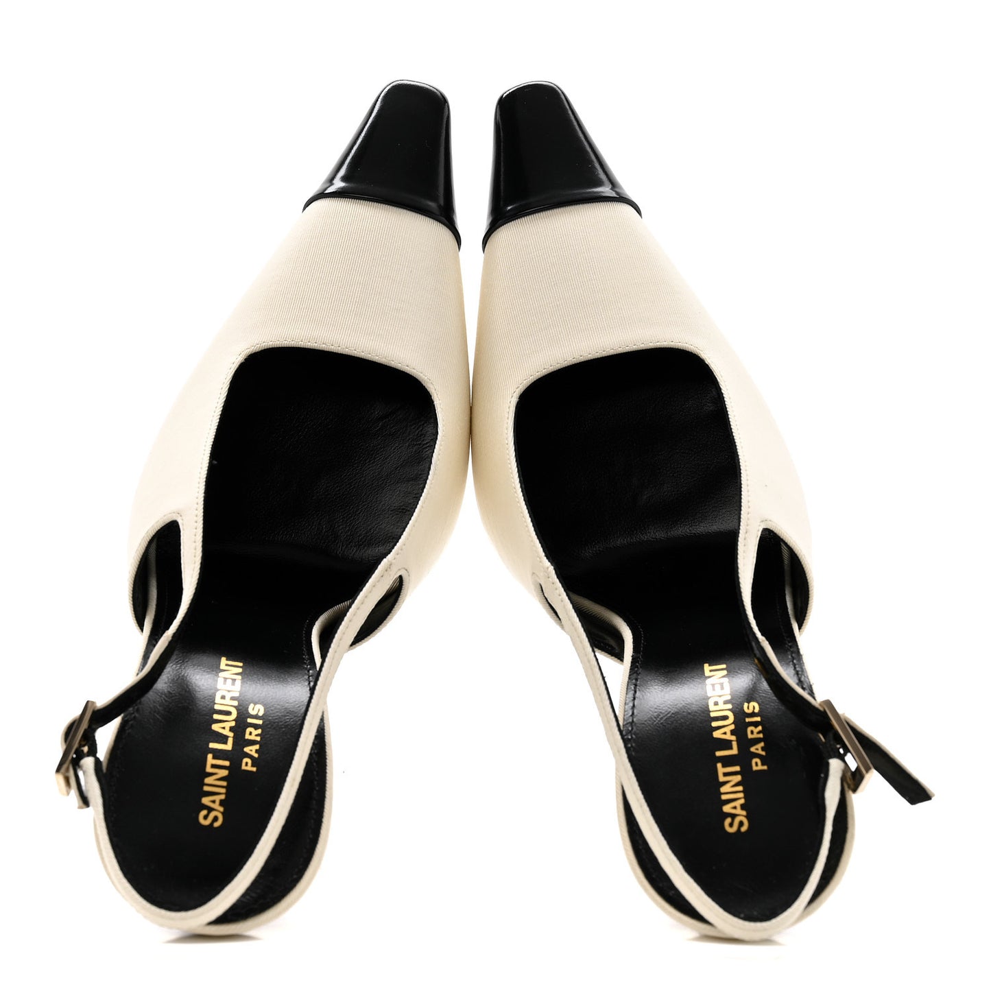 Satin Calfskin Ines Slingback Pumps 38.5 Ivory Black