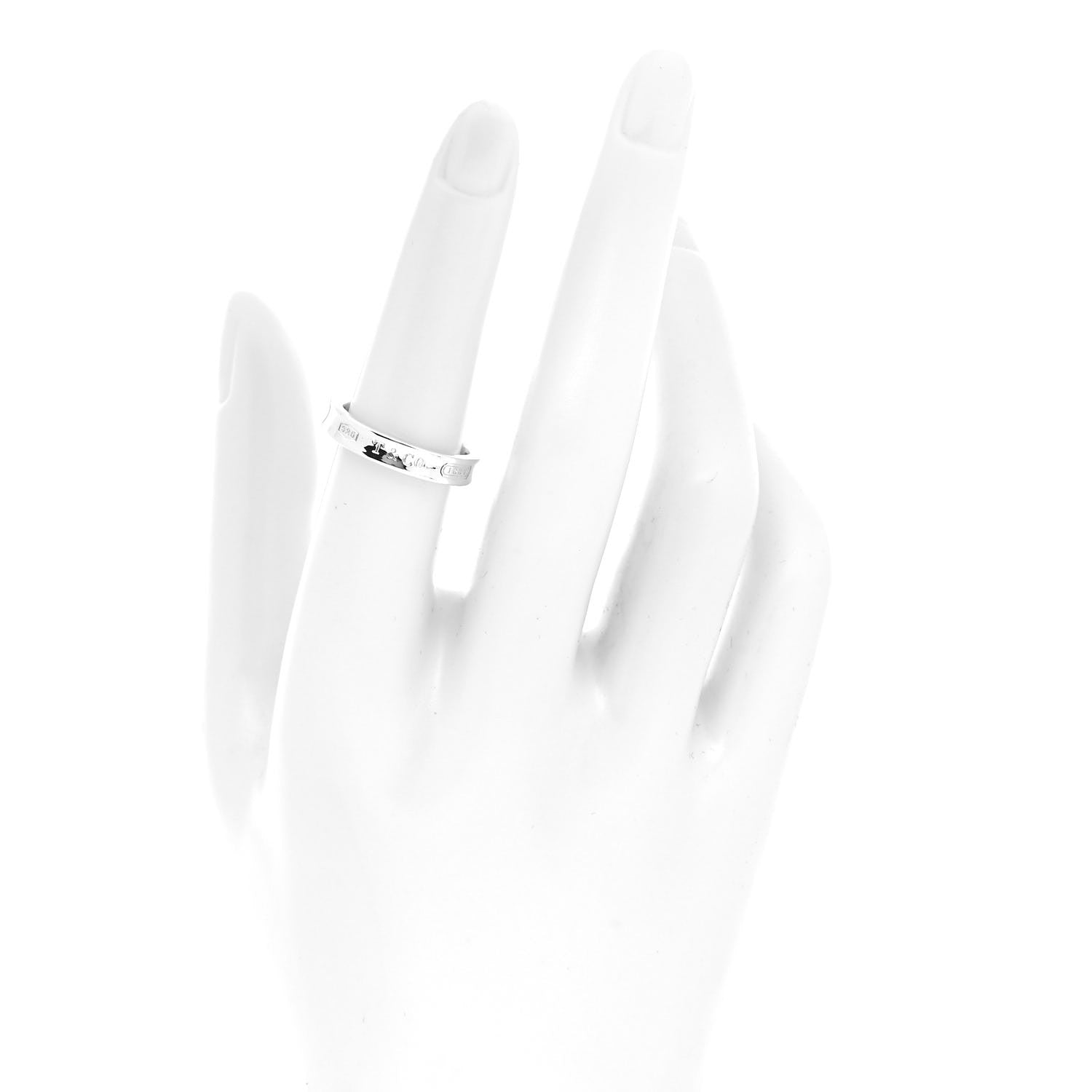 Tiffany Sterling Silver Narrow 1837 Band Ring 53 6.25 2 of 4