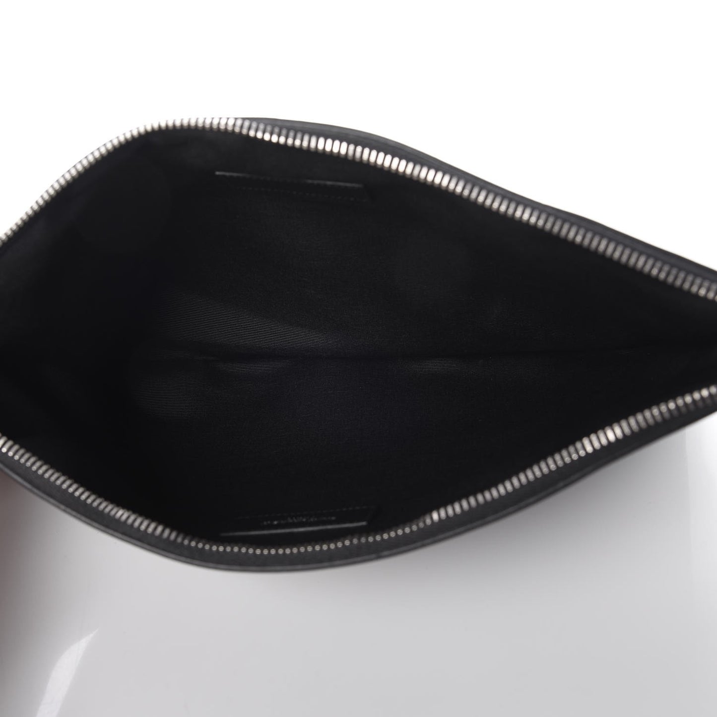 Calfskin Studded Letters Zipped Clutch Black