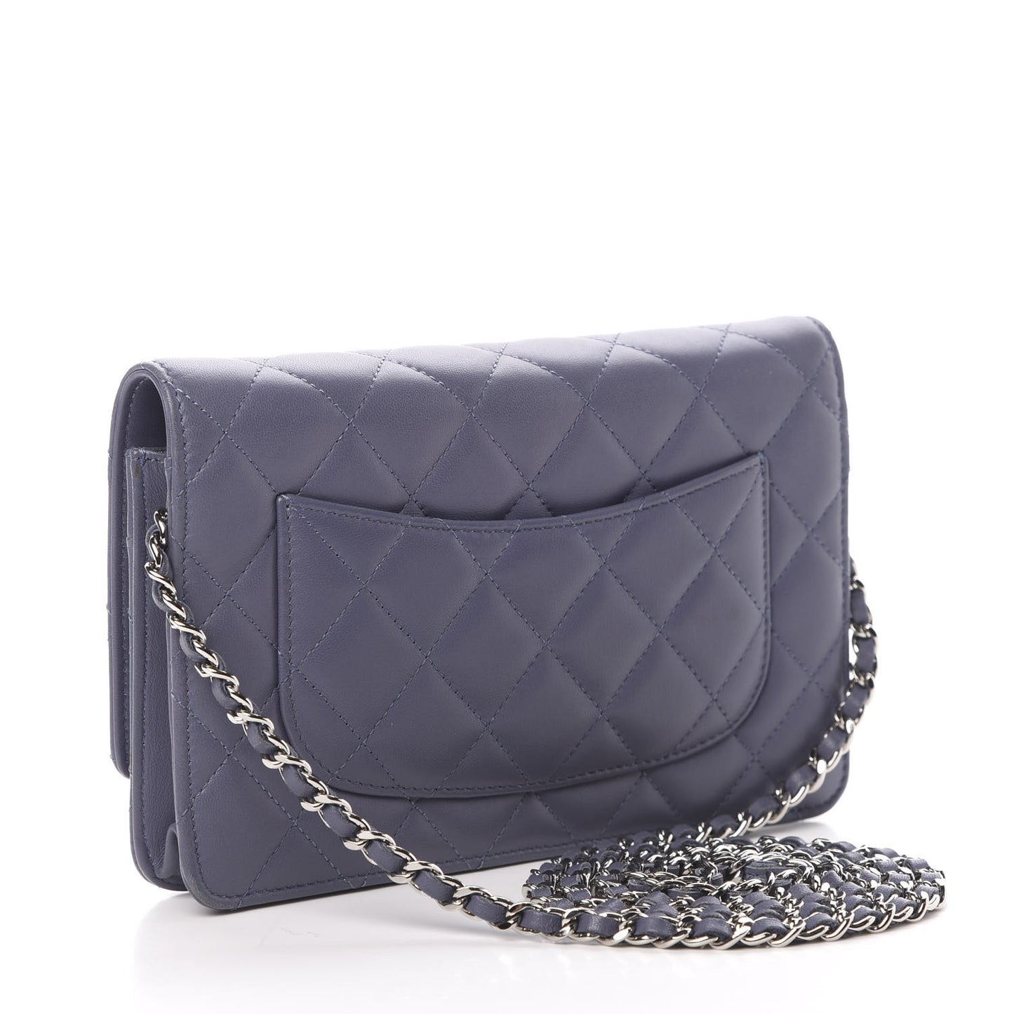 Lambskin Quilted Wallet On Chain WOC Purple