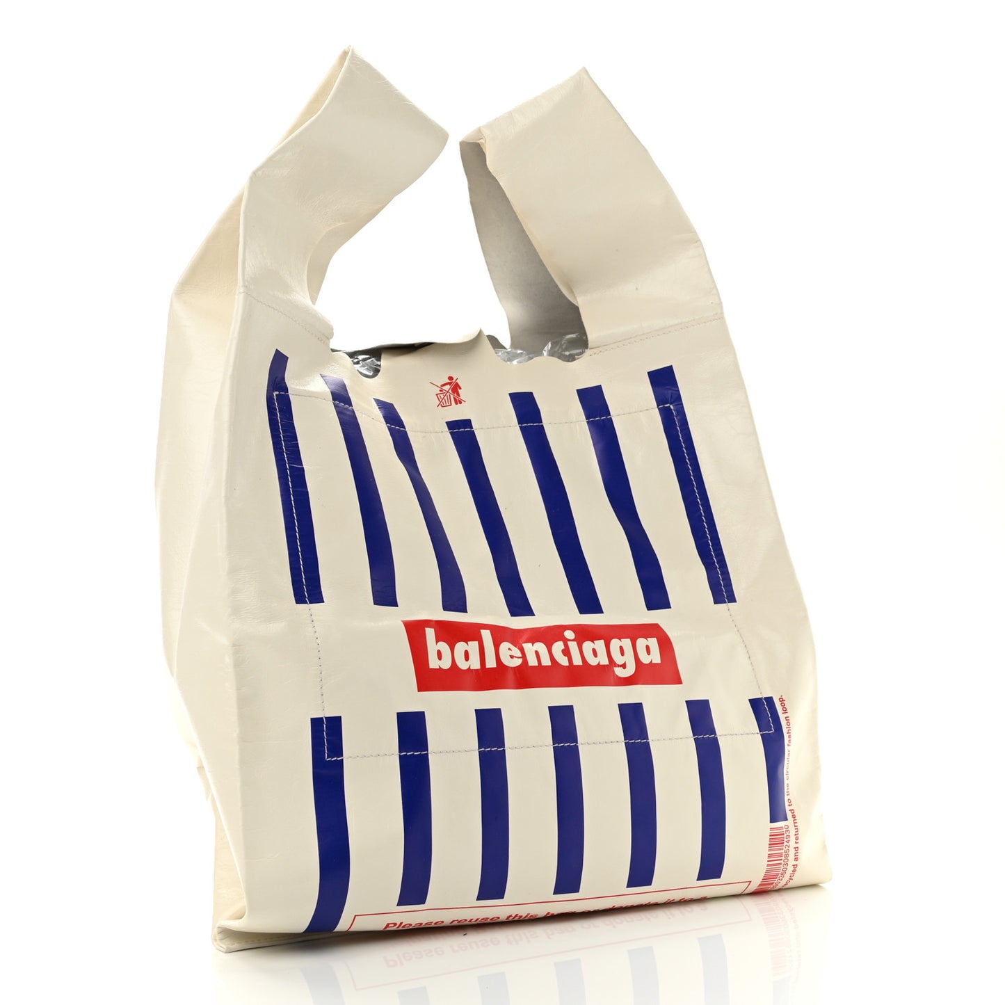 Calfskin Monday Shopper Tote Bag White Blue Red