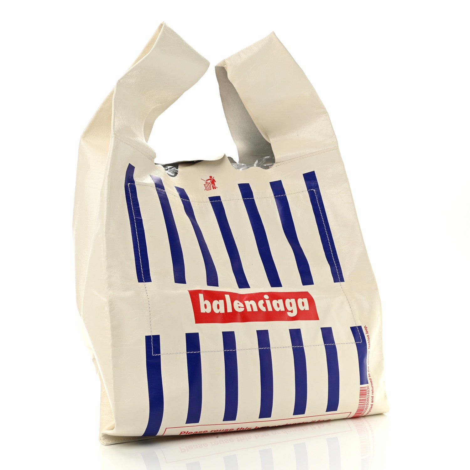Balenciaga Calfskin Monday Shopper Tote Bag White Blue Red 3 of 12
