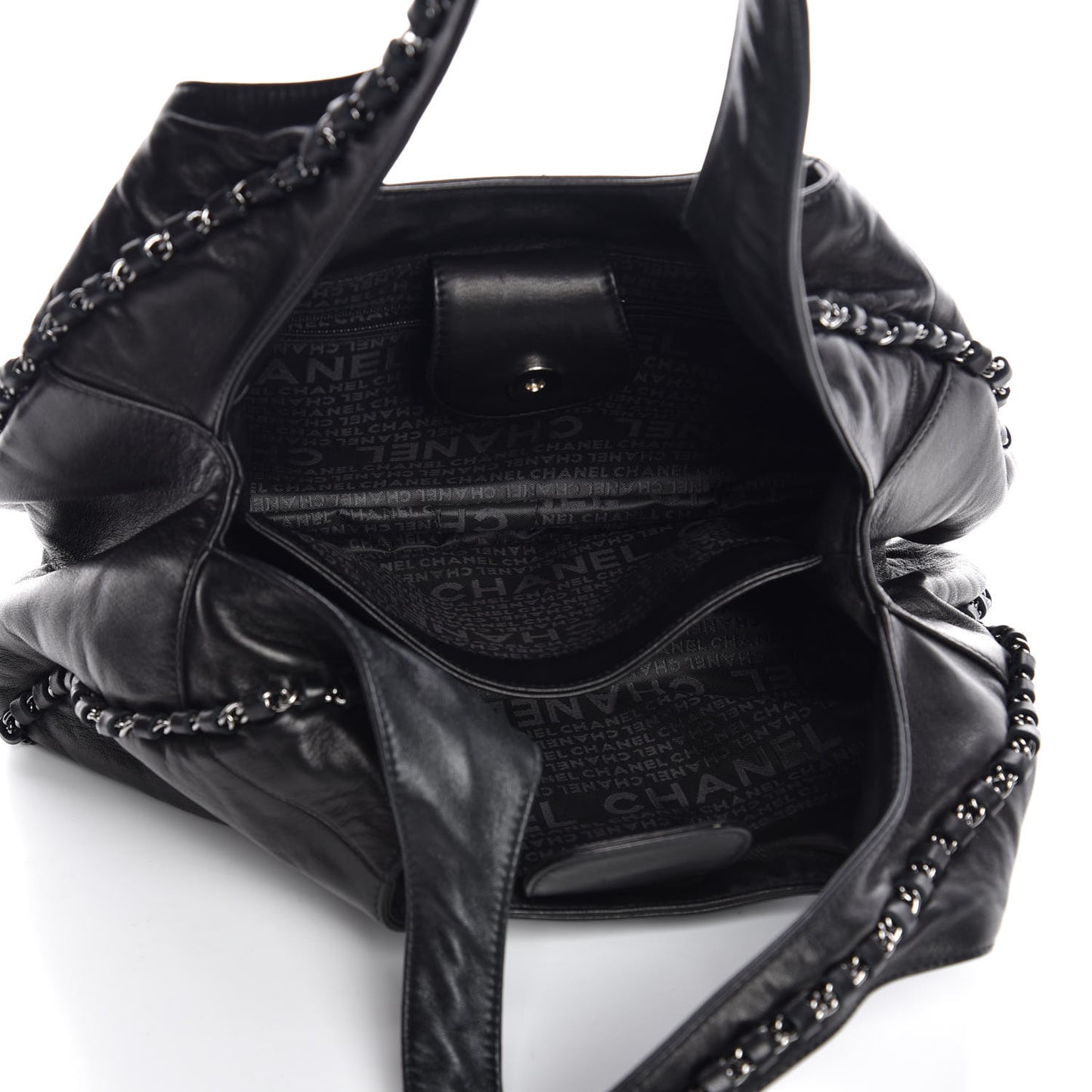 Lambskin Chain Hobo Black