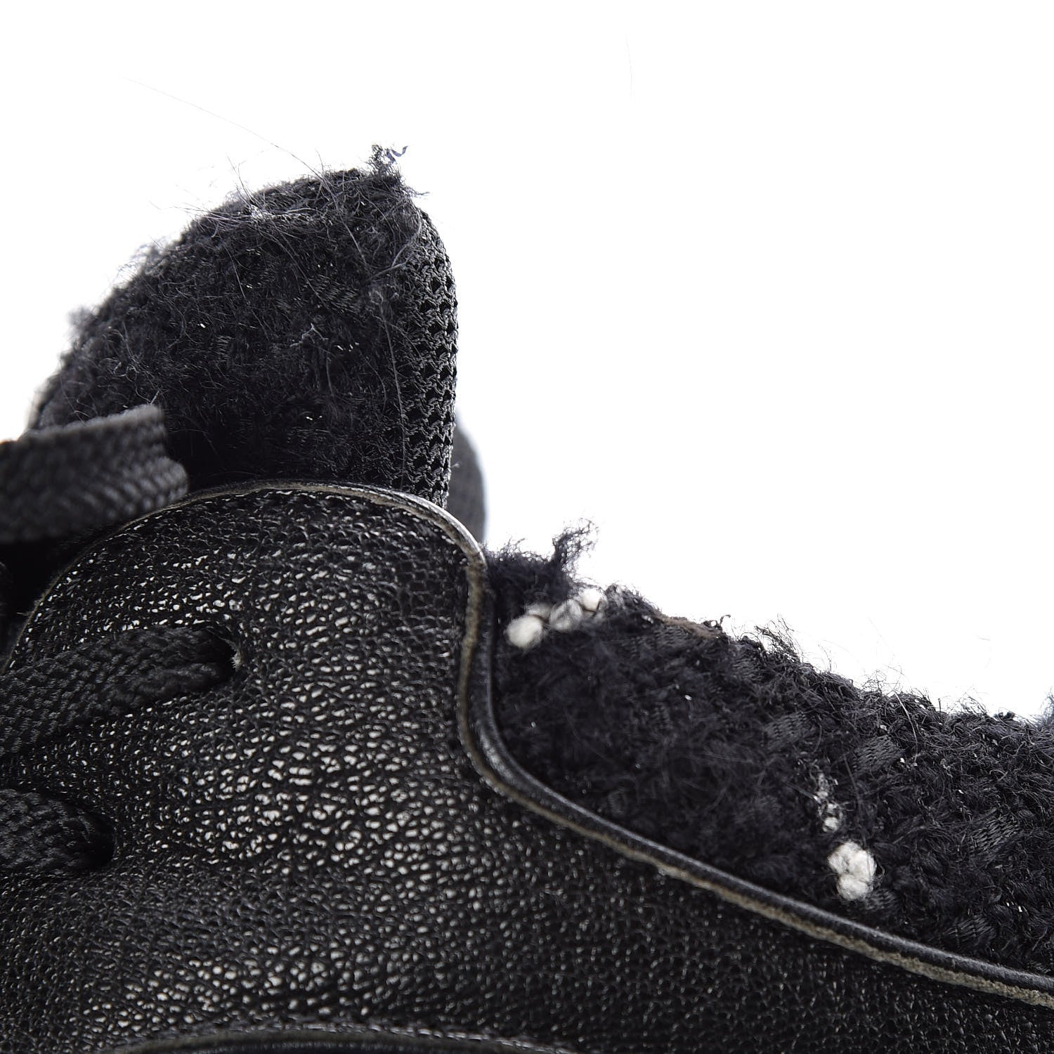 Chanel Suede Tweed Goatskin CC Sneakers 41.5 Black 11 of 12