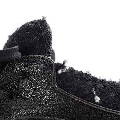 Chanel Suede Tweed Goatskin CC Sneakers 41.5 Black 11 of 12