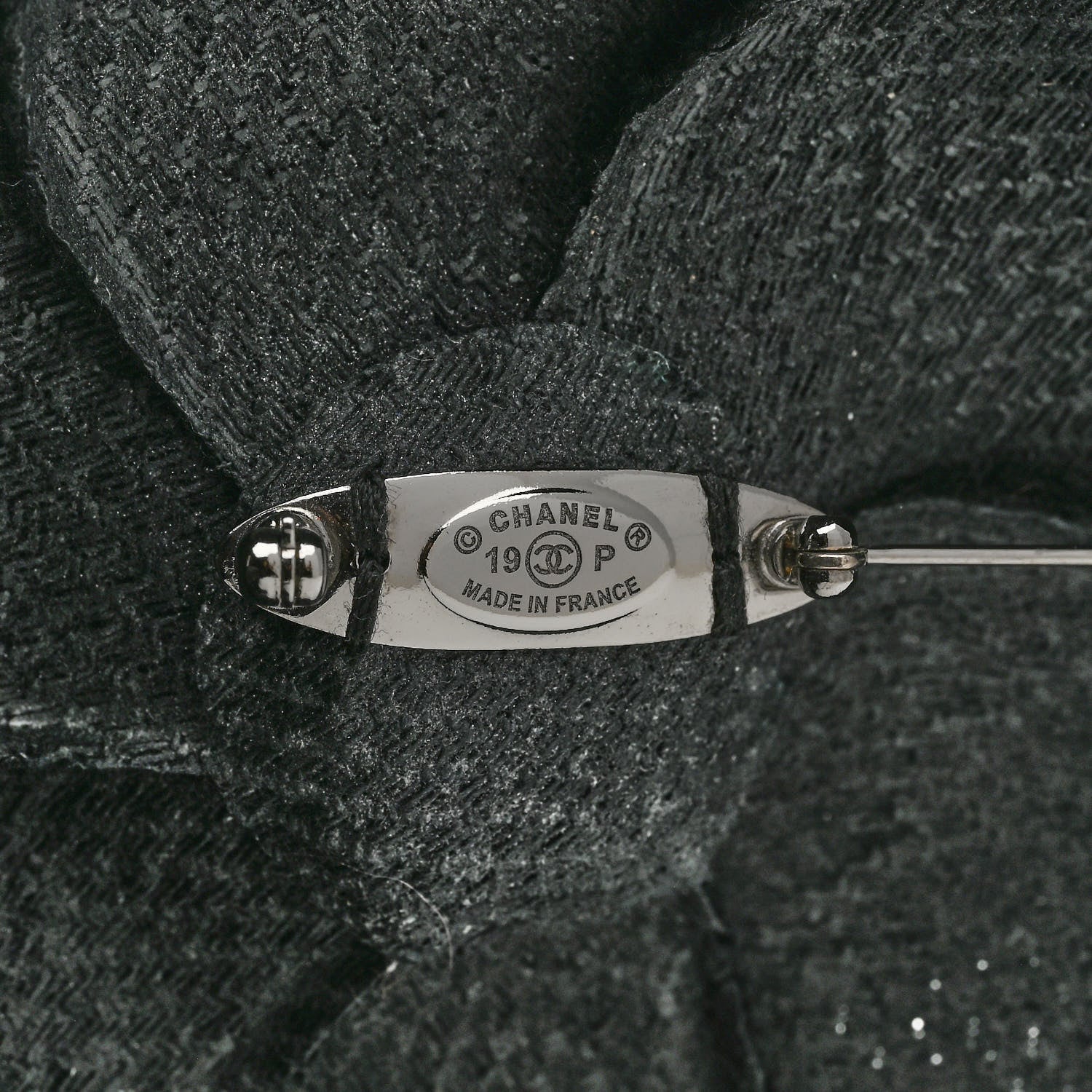 Chanel Fabric Camellia Brooch Navy Blue Black 4 of 4