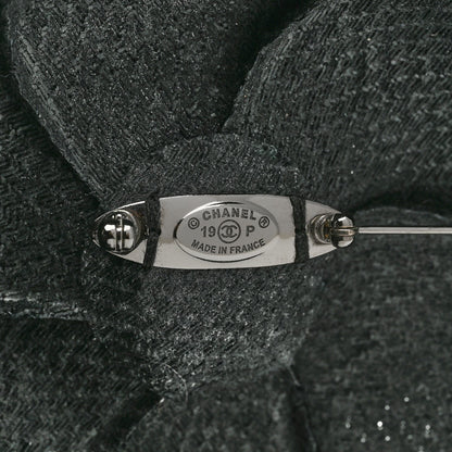 Chanel Fabric Camellia Brooch Navy Blue Black 4 of 4