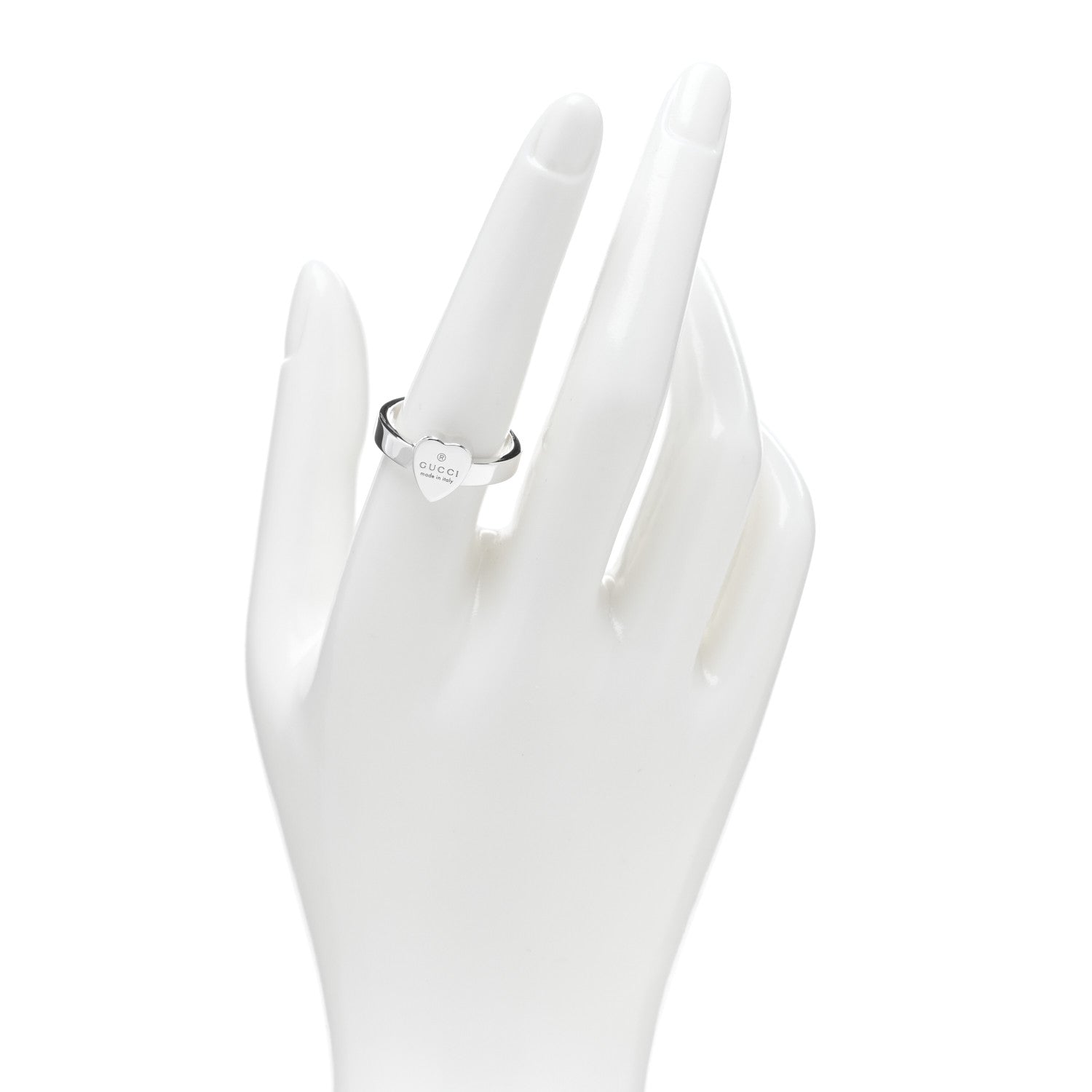 Gucci Sterling Silver Trademark Heart Ring 57 8 2 of 5