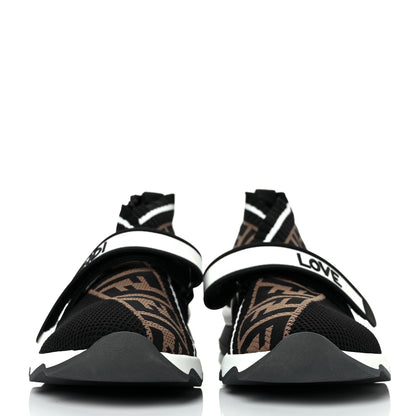 Fendi Stretch Yarn FF Stiff Band Rockoko Sneakers 40 Black White Tobacco 2 of 8