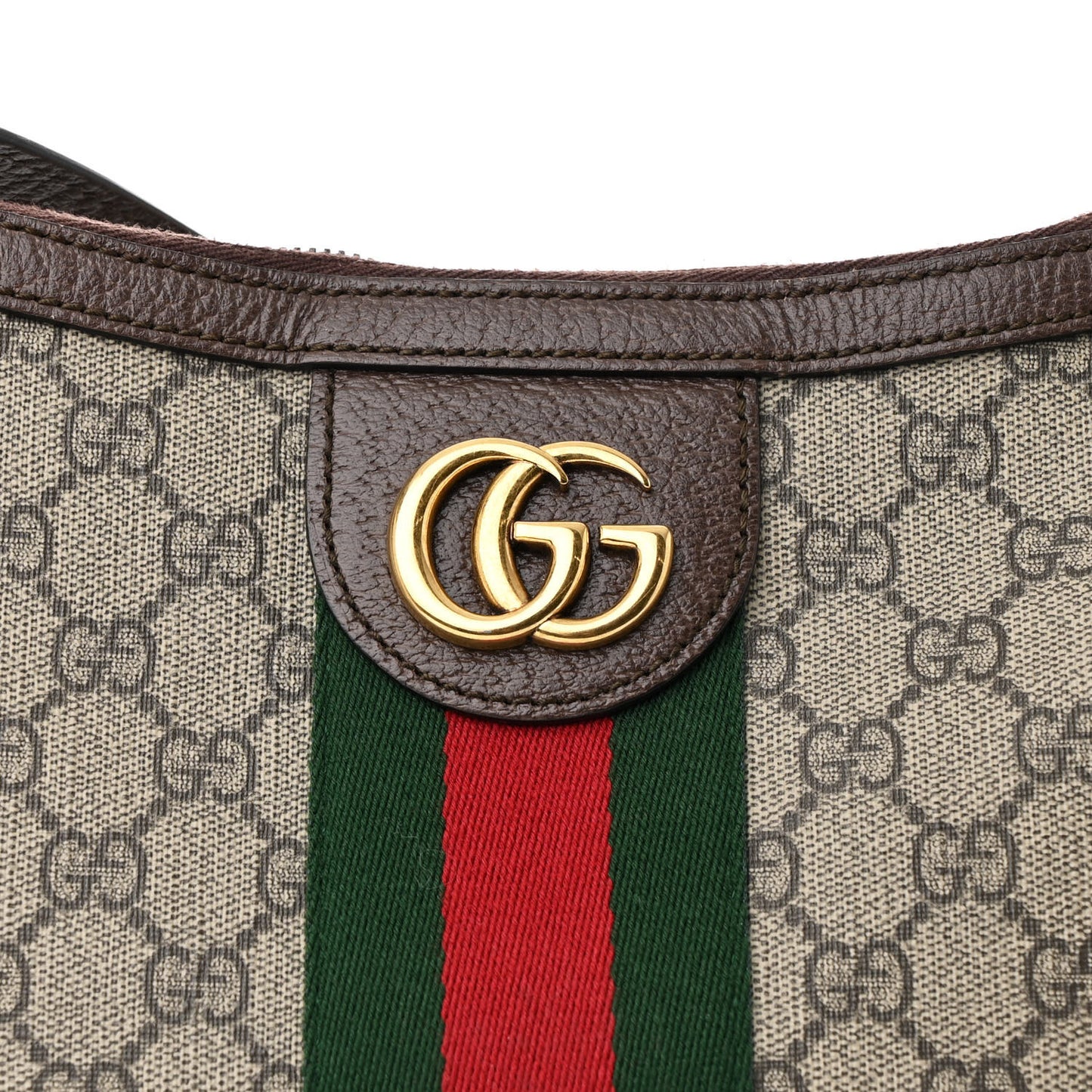 GG Supreme Monogram Web Small Ophidia Half Moon Hobo Brown
