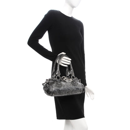 Chloe Metallic Pebbled Lambskin Small Paddington Satchel Silver 2 of 7