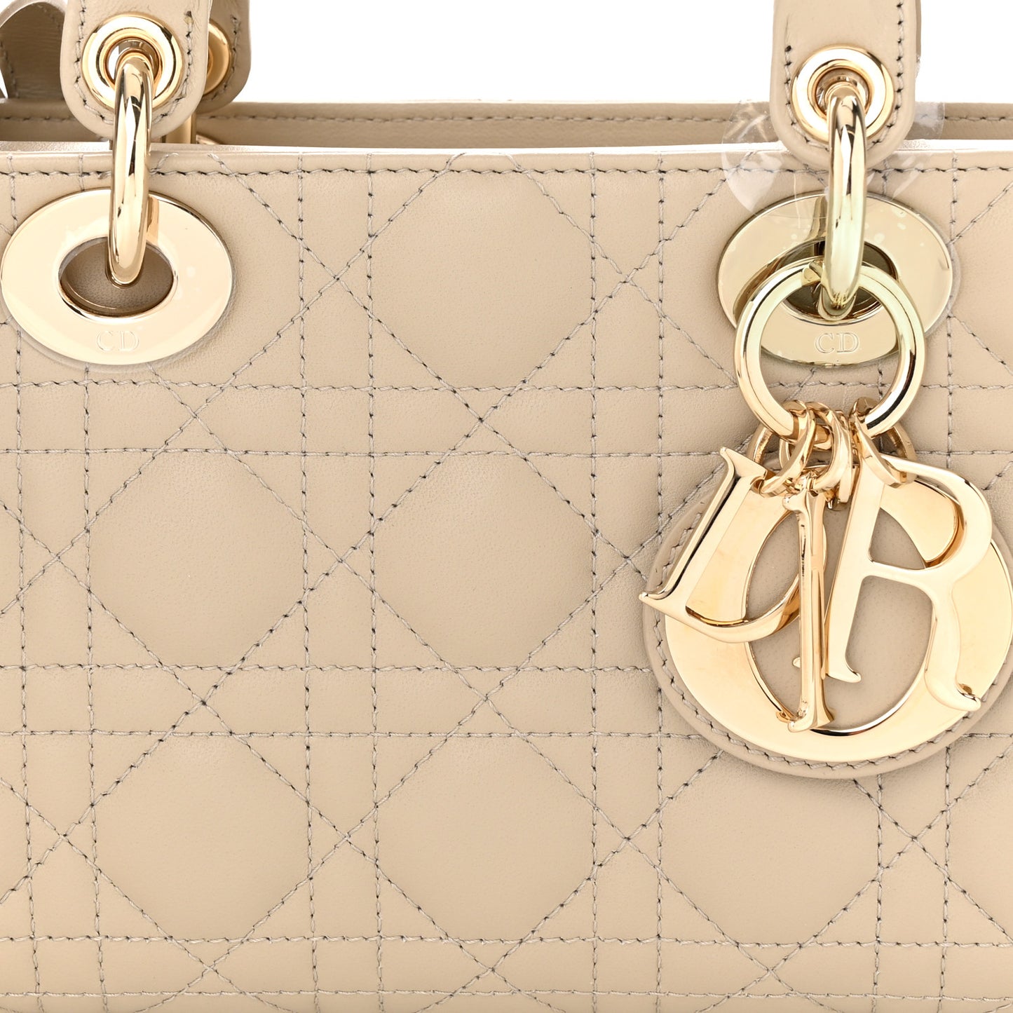 Lambskin Cannage Medium Lady D-Joy Sand